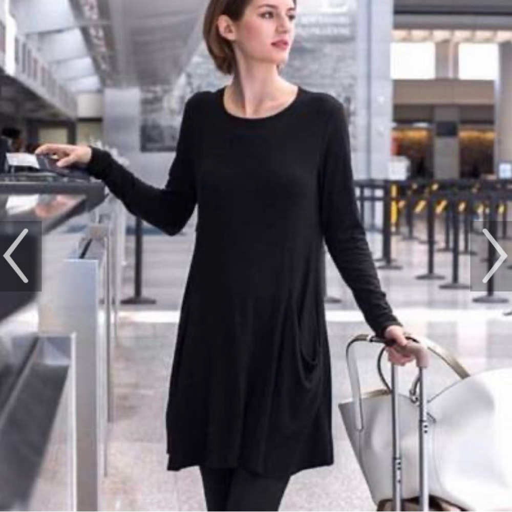 Betabrand Black Modal & Silk Blend Travel Dress